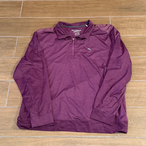 Tommy Bahama Other - Tommy Bahama IslandZone Mens XXL Quarter Zip Pullover Heather Plum Purple Shirt